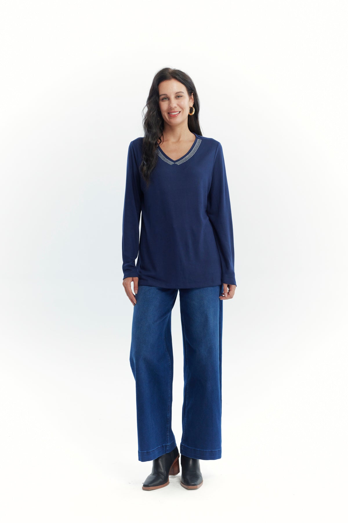 Polera Mujer Slim Azul Oscuro