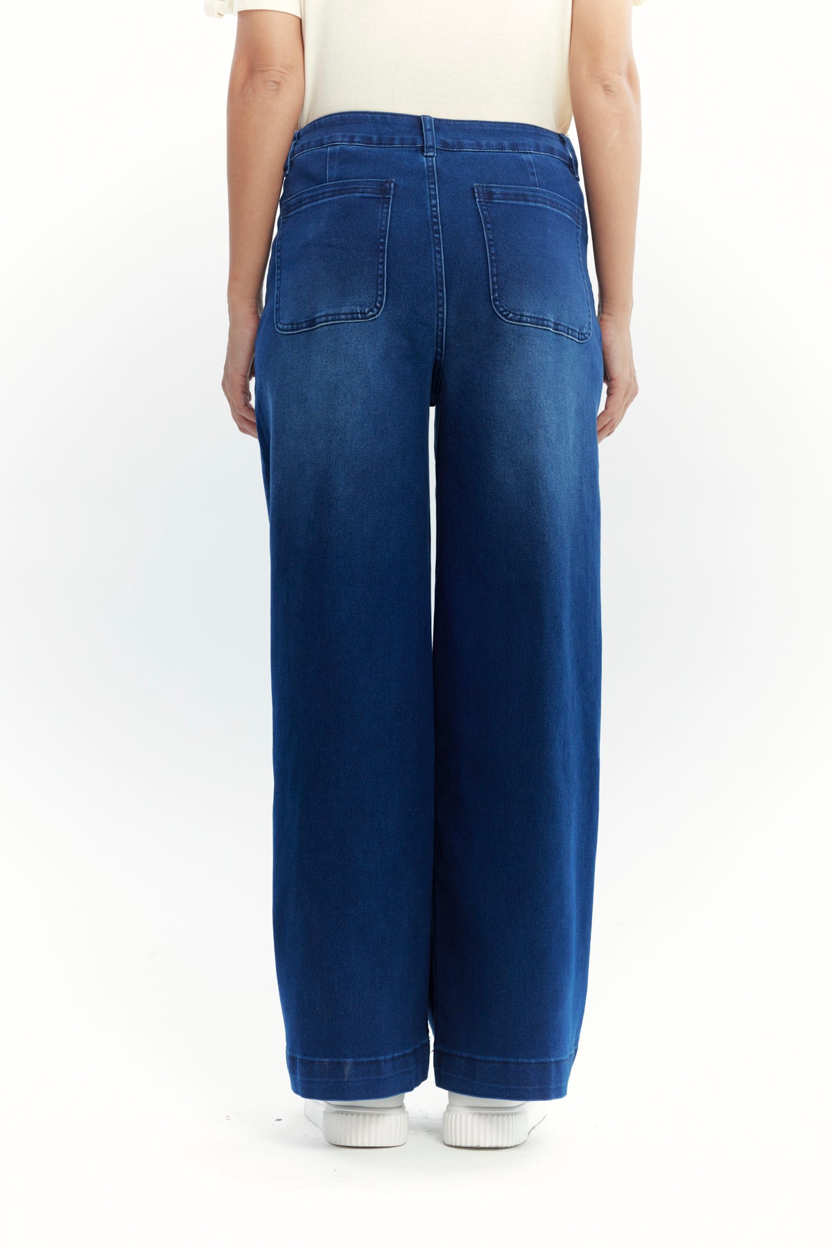 Jeans Mujer Wide Leg Azul Oscuro