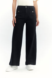 Jeans Mujer Wide Leg Negro