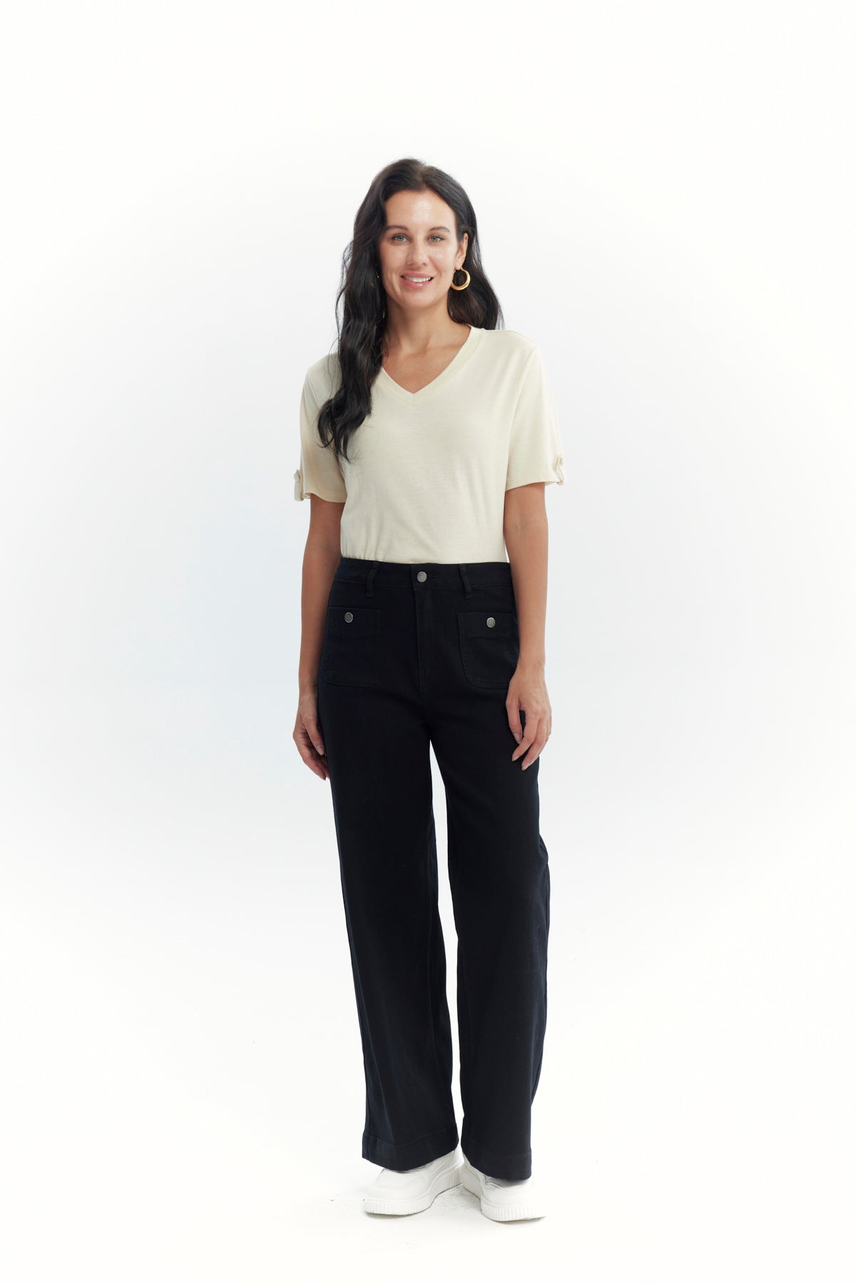 Jeans Mujer Wide Leg Negro