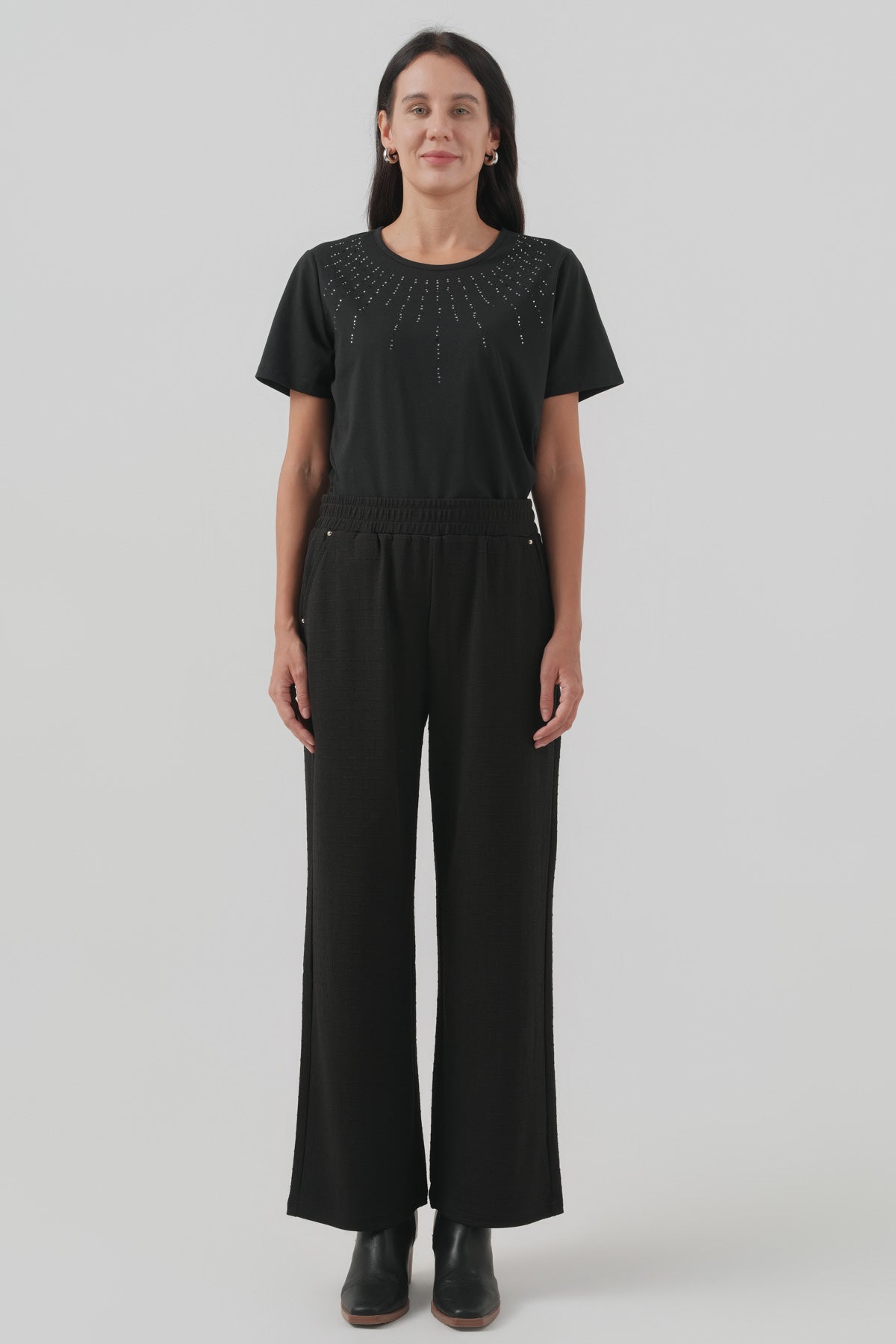 Pantalón Buzo Mujer Calce Recto Negro