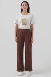 Pantalón Buzo Mujer Calce Recto Café