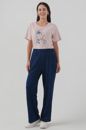 Pantalón Buzo Mujer Calce Recto Azul