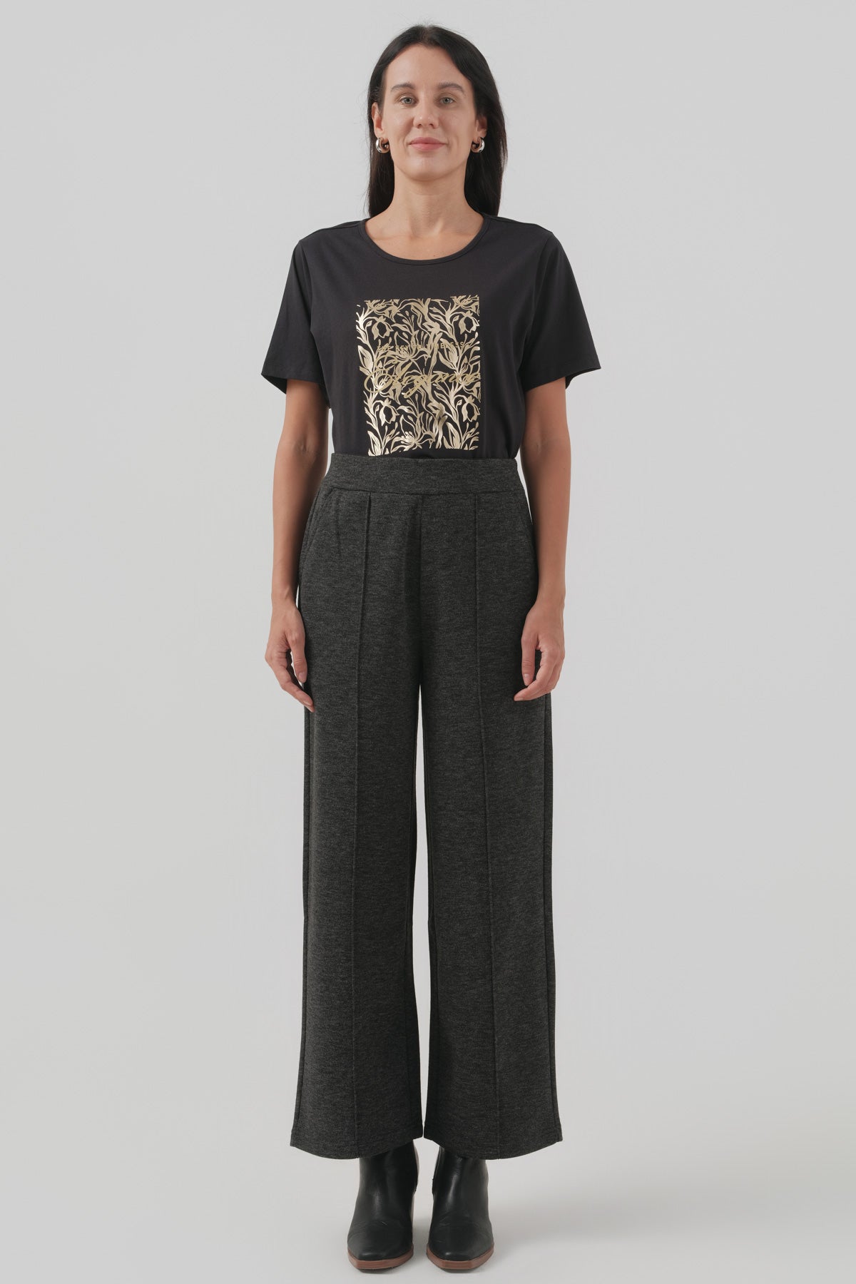 Pantalón Mujer Calce Recto Gris