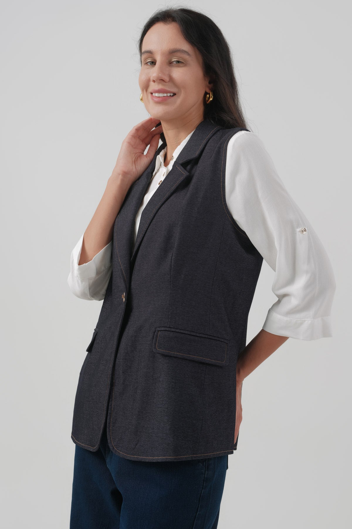 Blazer Regular Mujer Azul