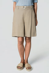 Bermuda Calce Recto Mujer Beige Oscuro