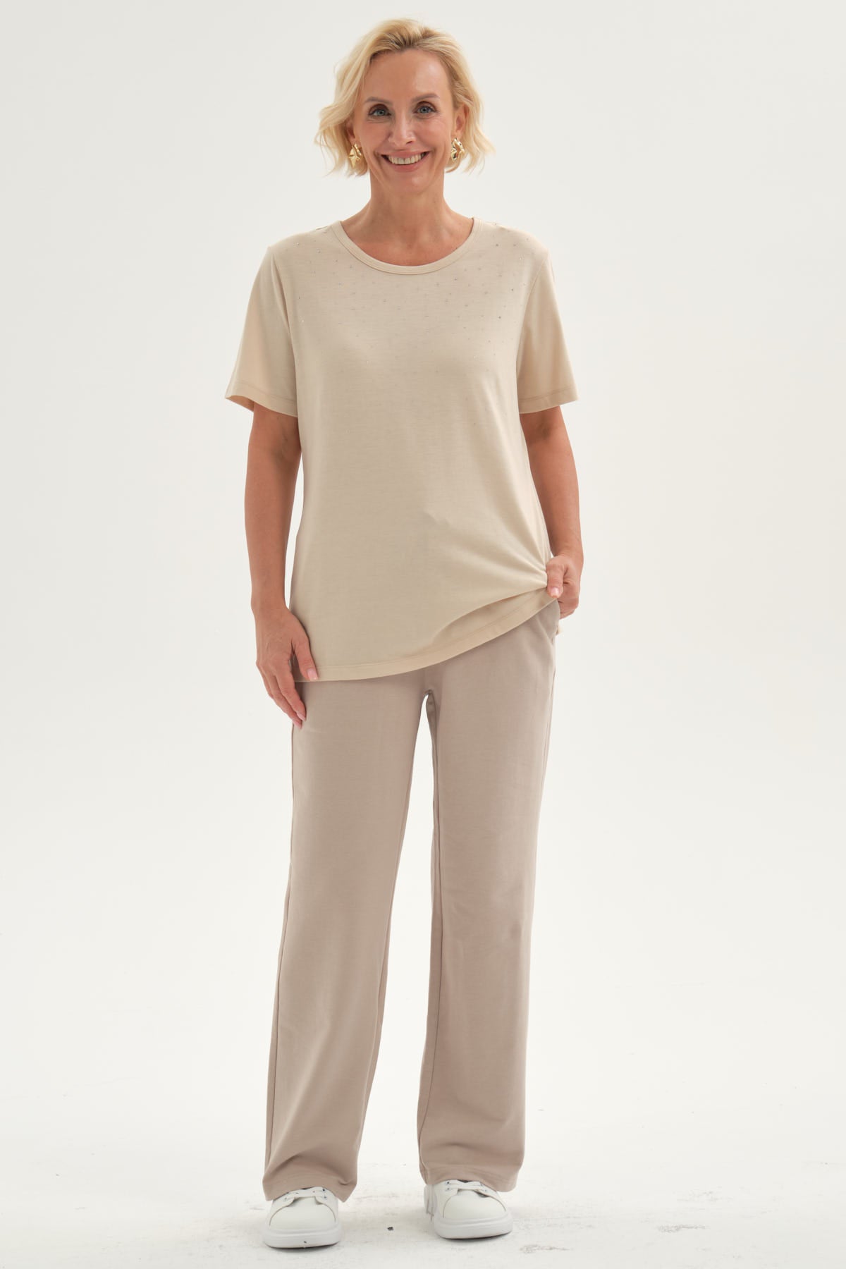 Pantalón Buzo Mujer Clásico Beige