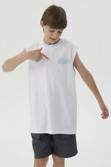 Polera Niño Cuello Rib Blanco