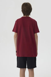 Polera Niño Letras Bordadas Burdeo