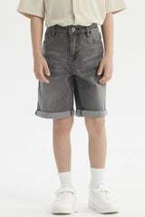Bermuda Niño Con Deslavado Gris