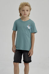 Polera Niño Bolsillo Print Verde
