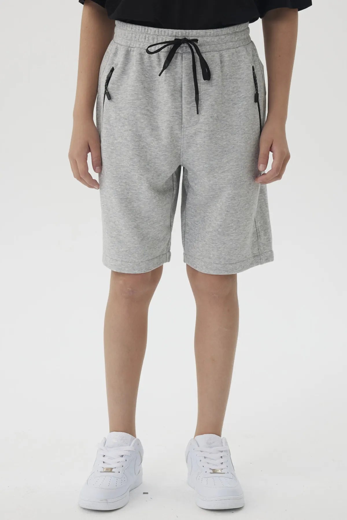 Bermuda Niño Franela Con Cierre Gris Melange