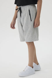 Bermuda Niño Franela Con Cierre Gris Melange