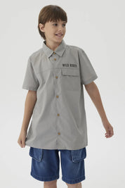 Camisa Niño Print Popelina Gris