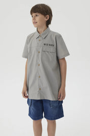 Camisa Niño Print Popelina Gris