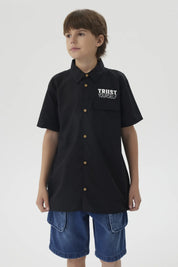 Camisa Niño Print Popelina Negro
