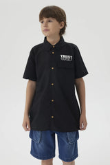 Camisa Niño Print Popelina Negro