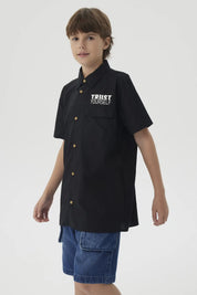 Camisa Niño Print Popelina Negro