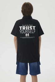 Camisa Niño Print Popelina Negro