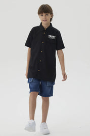 Camisa Niño Print Popelina Negro