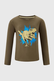 Polera Niño Flock Print Verde Militar