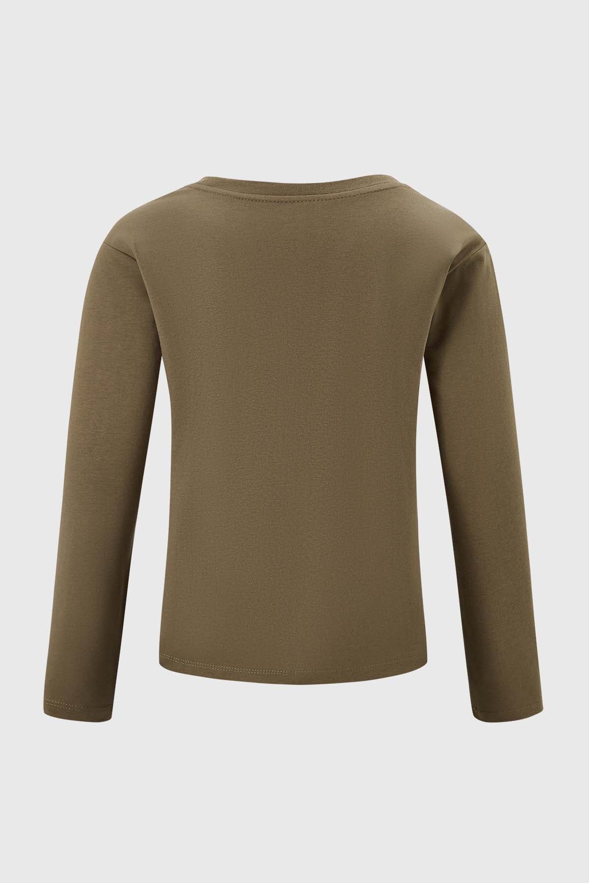 Polera Niño Flock Print Verde Militar