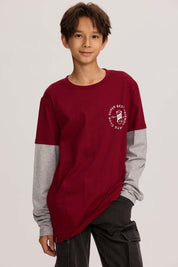 Polera Niño Doble Manga Básica Rojo