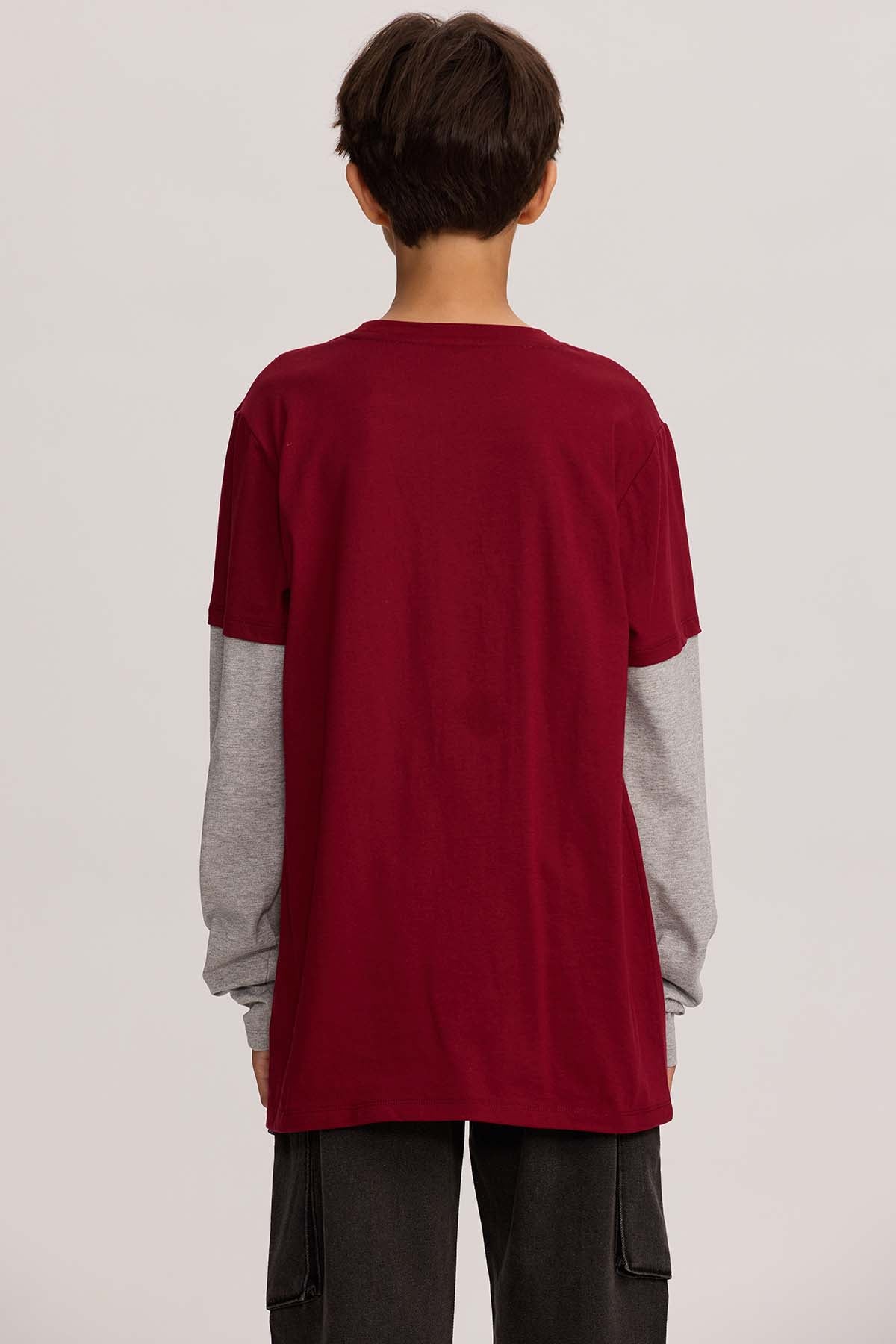 Polera Niño Doble Manga Básica Rojo