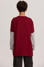 Polera Niño Doble Manga Básica Rojo