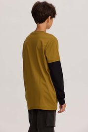 Polera Niño Doble Manga Básica Verde