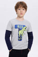 Polera Niño Doble Manga Básica Gris