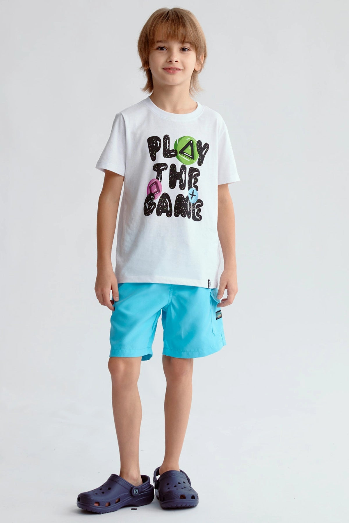 Short de baño calipso para niño con cintura elástica y bolsillo lateral