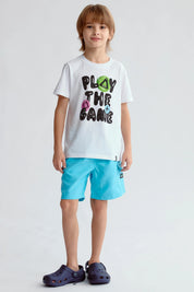 Short de baño calipso para niño con cintura elástica y bolsillo lateral