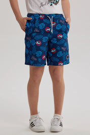 Short de Baño Niño Básico Print Azul Oscuro