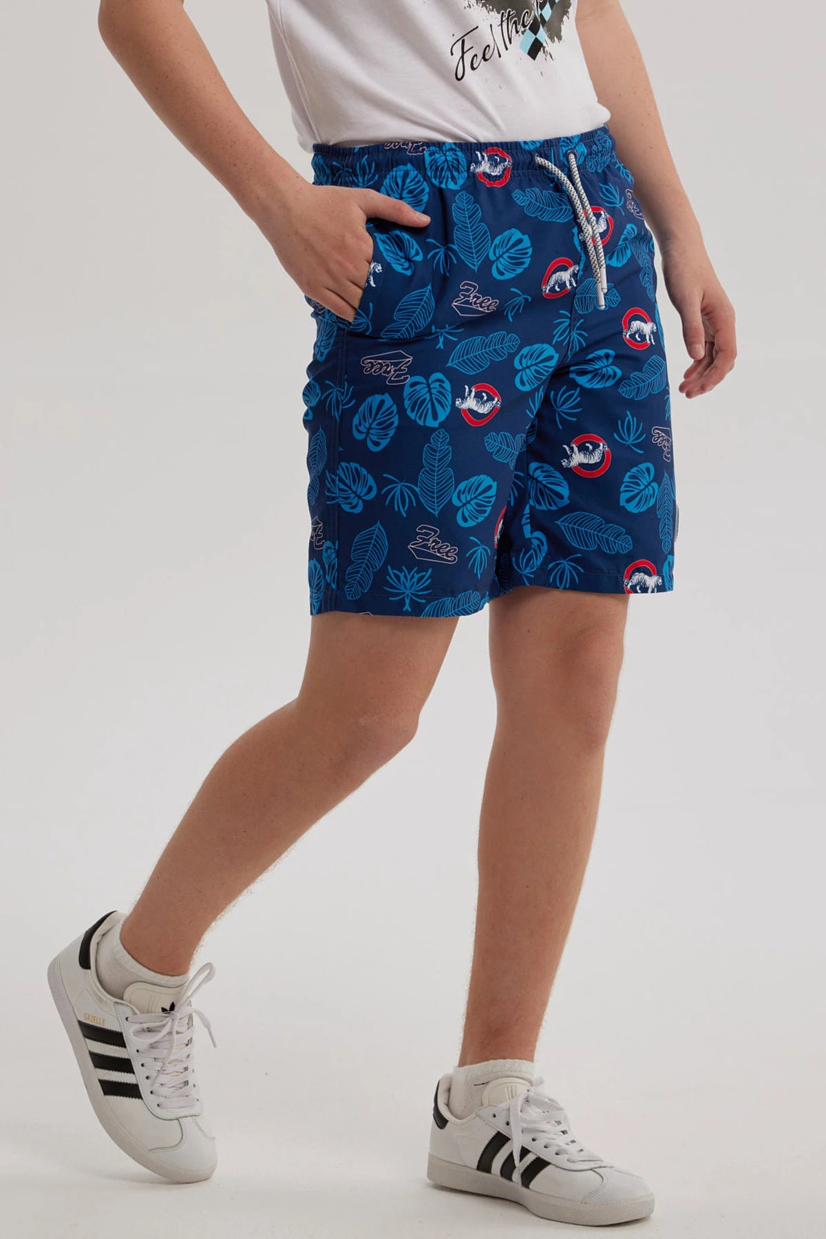 Short de Baño Niño Básico Print Azul Oscuro
