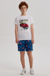 Short de Baño Niño Básico Print Azul Oscuro
