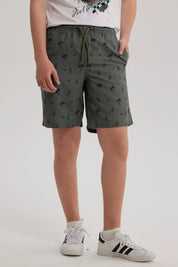 Short de Baño Niño Básico Print Verde Militar
