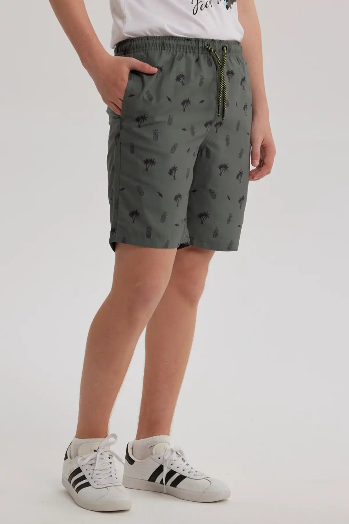 Short de Baño Niño Básico Print Verde Militar