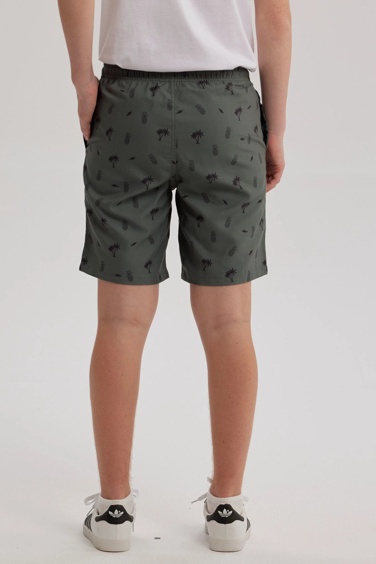 Short de Baño Niño Básico Print Verde Militar