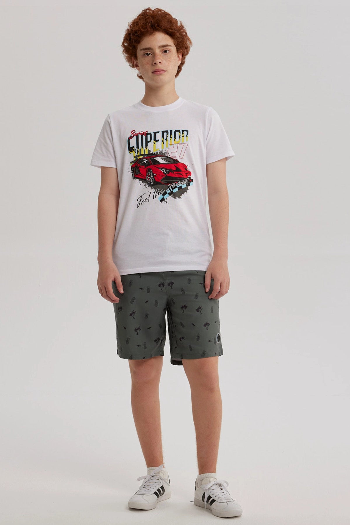 Short de Baño Niño Básico Print Verde Militar