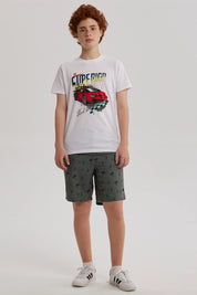 Short de Baño Niño Básico Print Verde Militar