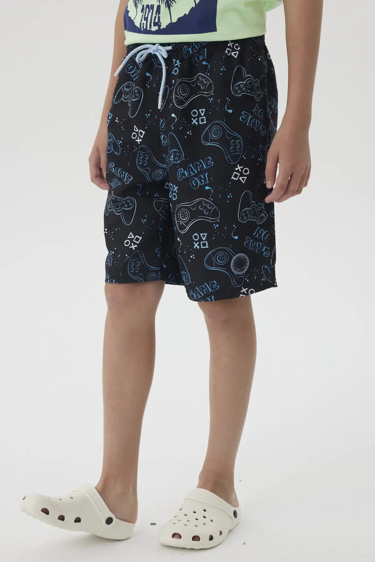 Short de Baño Niño Básico Print Negro