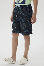 Short de Baño Niño Básico Print Negro