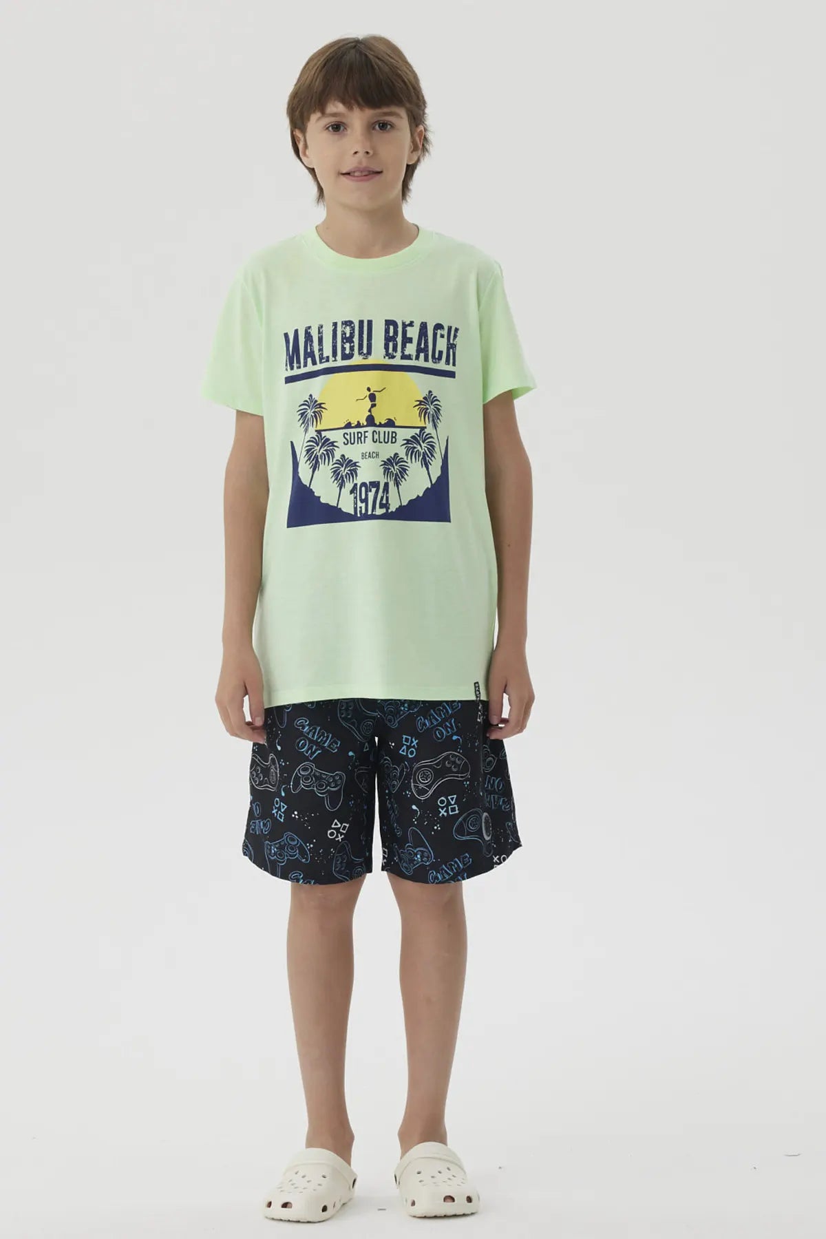 Short de Baño Niño Básico Print Negro