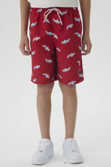 Short de Baño Niño Básico Print Rojo