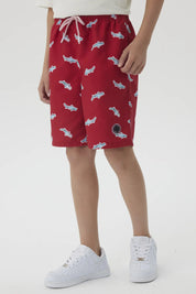 Short de Baño Niño Básico Print Rojo