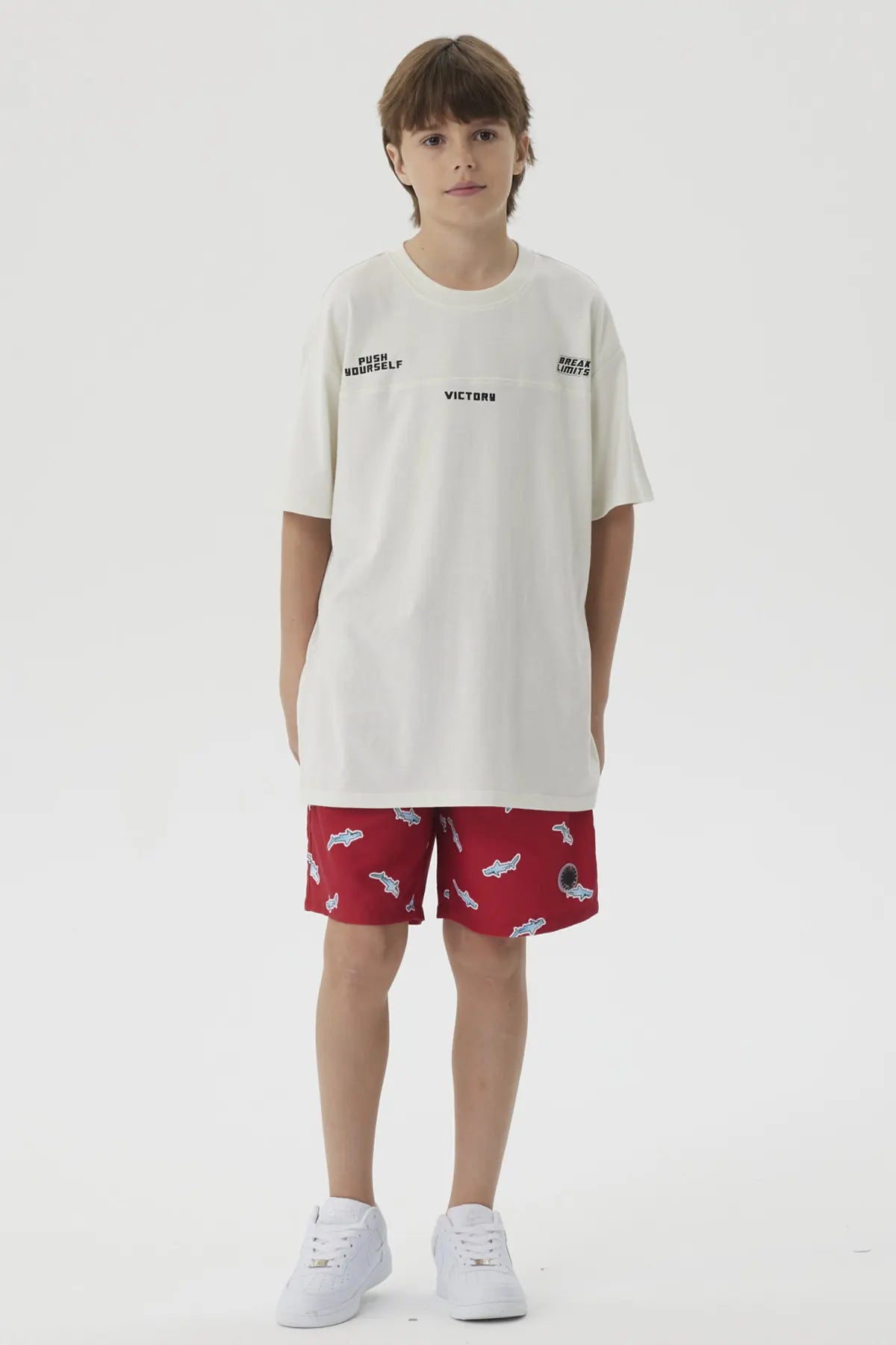 Short de Baño Niño Básico Print Rojo