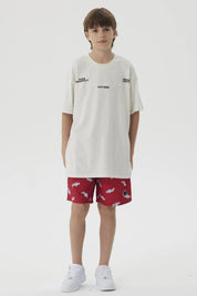 Short de Baño Niño Básico Print Rojo