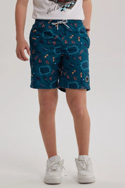 Short de Baño Niño Básico Print Petroleo