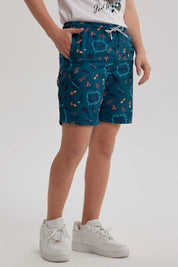 Short de Baño Niño Básico Print Petroleo